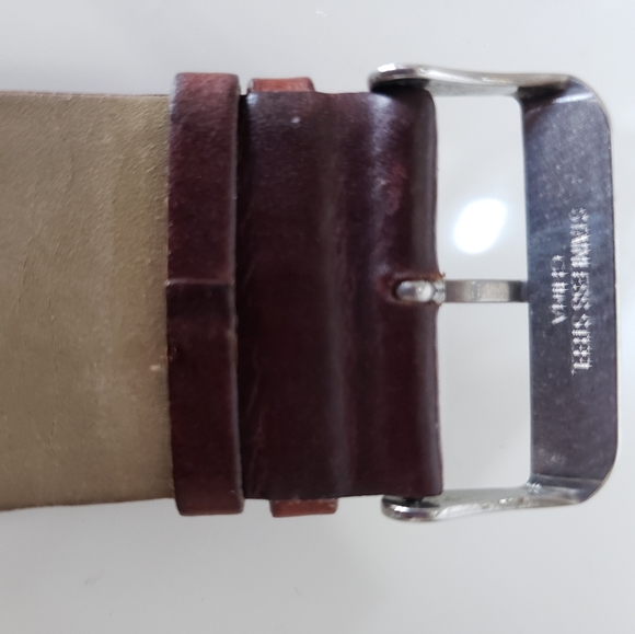 Aldo Watch Leather Strap Stainless Steel Brown Women's Or Men Silver Hardware - Picture 6 of 8